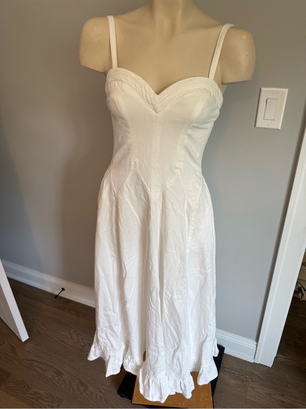 Free People White Midi Sundress with Sweetheart Neckline